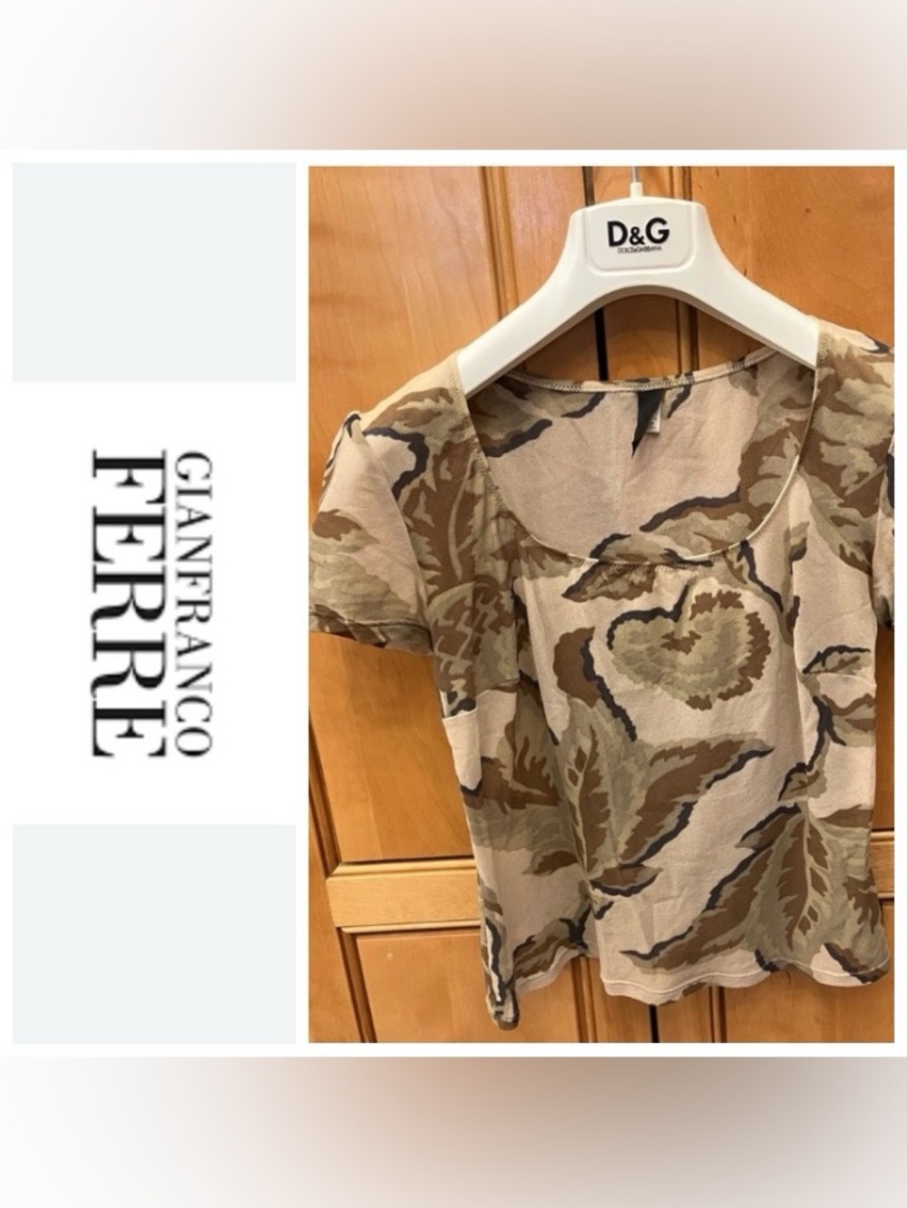 Gianfranco Ferre Tan Fitted Short Sleeve Top